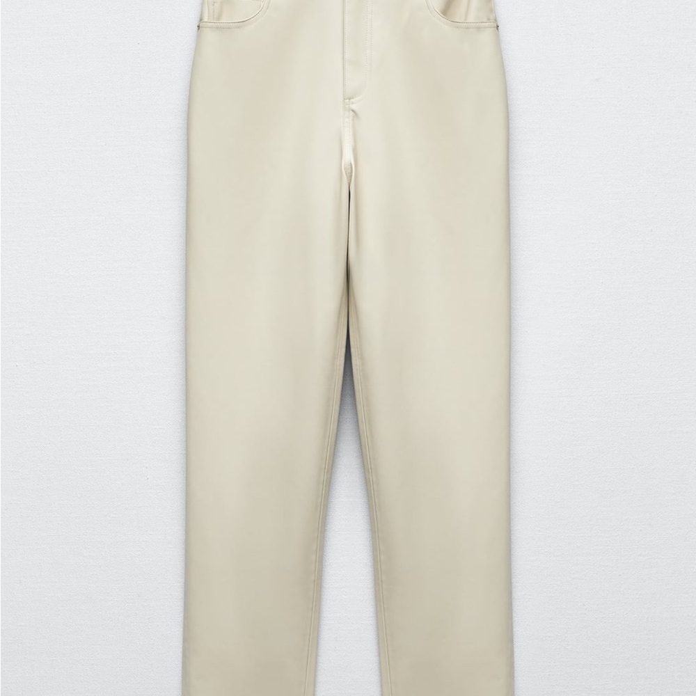 Zara cream faux leather pants Sz 6 - Picture 3 of 7